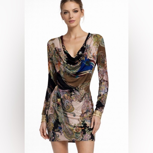 Sky Dresses & Skirts - Sky Dress women’s large Mini multicolored floral cuff Bodycon long sleeves